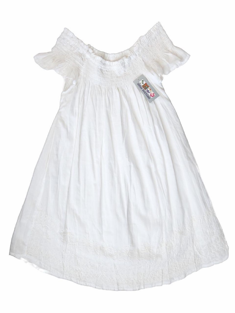 India Boutique Embroidered White Babydoll Dress